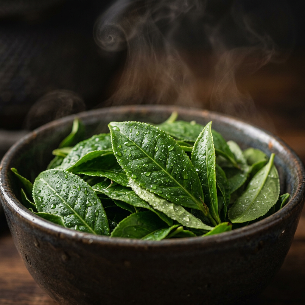 鲜嫩茶叶特写